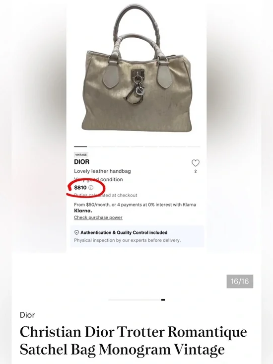 Christian Dior Vintage Trotter Romantique Satchel Bag Monogram Beige Tan - Picture 14 of 14